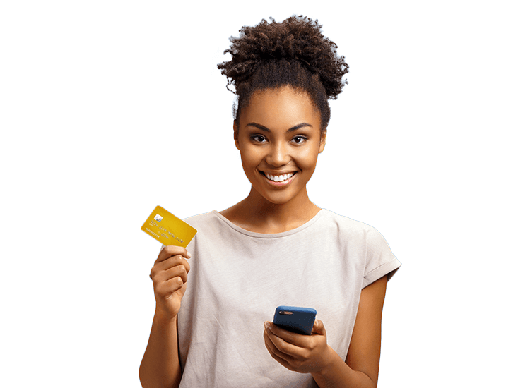 Afro-american-girl-holding-credit-card